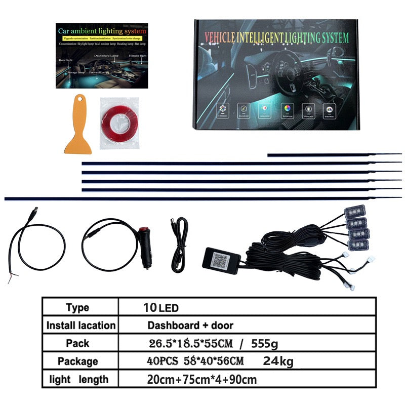 64 Color Car Ambient Lights Dynamic RGB Music Sync Lighting Holographic Mood Lamps