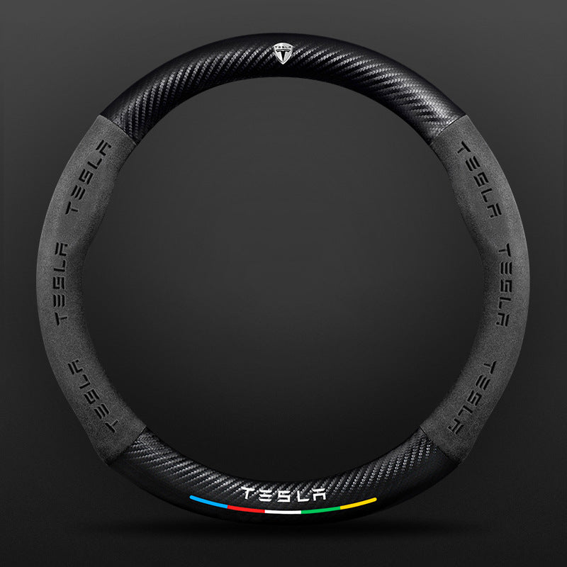 High Strength Carbon Fiber Suede Steering Wheel Cover - Anti-slip, Wear-resistant, Heat Stable, Stylish
