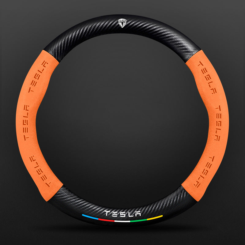 High Strength Carbon Fiber Suede Steering Wheel Cover - Anti-slip, Wear-resistant, Heat Stable, Stylish