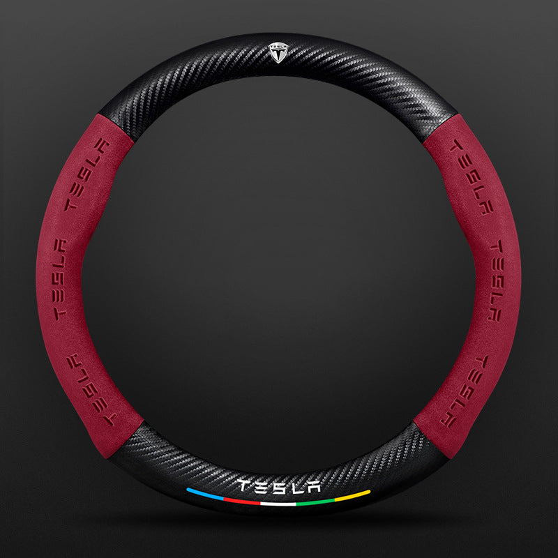 High Strength Carbon Fiber Suede Steering Wheel Cover - Anti-slip, Wear-resistant, Heat Stable, Stylish