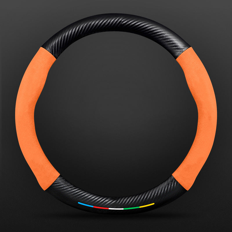 High Strength Carbon Fiber Suede Steering Wheel Cover - Anti-slip, Wear-resistant, Heat Stable, Stylish