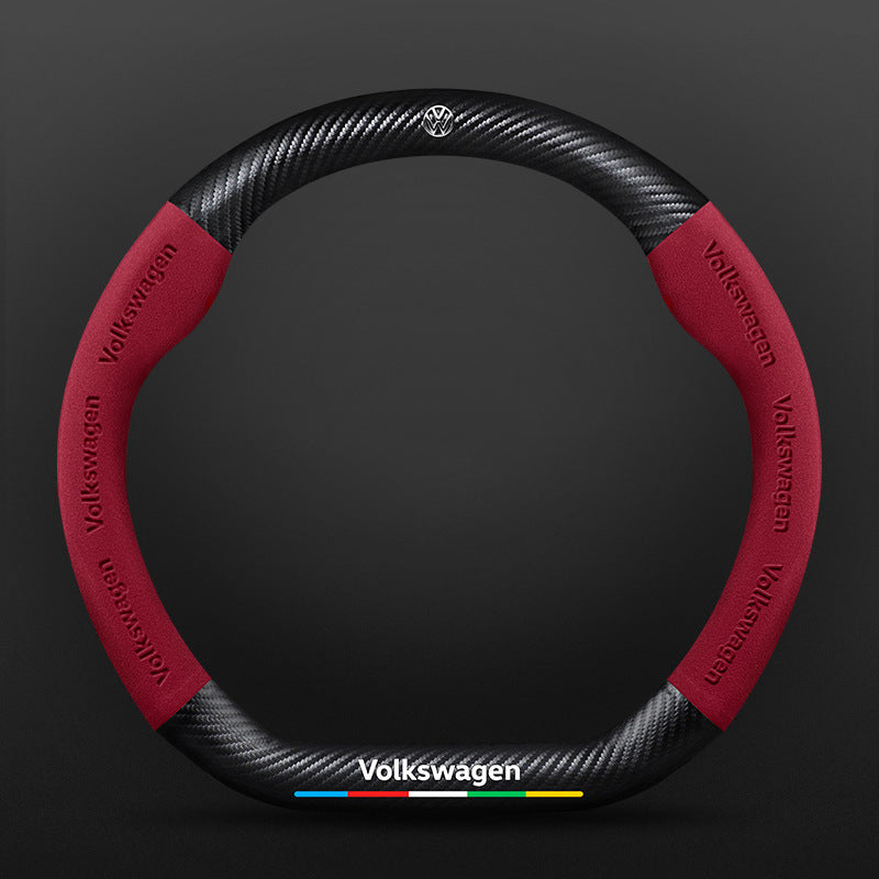 High Strength Carbon Fiber Suede Steering Wheel Cover - Anti-slip, Wear-resistant, Heat Stable, Stylish