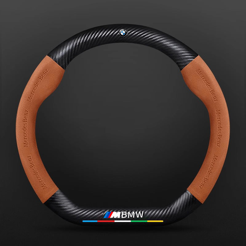 High Strength Carbon Fiber Suede Steering Wheel Cover - Anti-slip, Wear-resistant, Heat Stable, Stylish