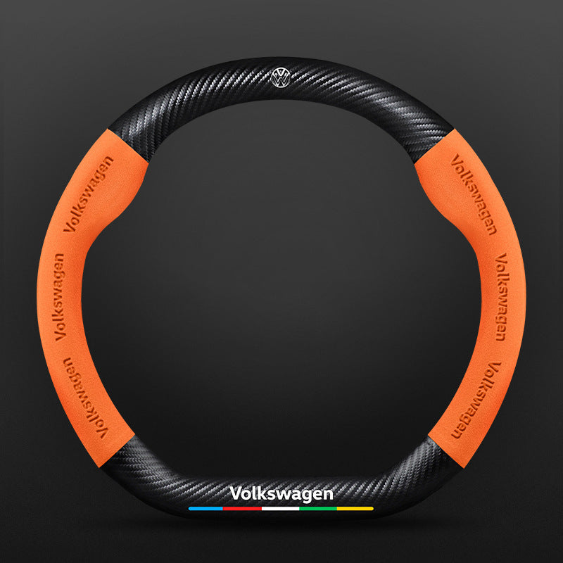High Strength Carbon Fiber Suede Steering Wheel Cover - Anti-slip, Wear-resistant, Heat Stable, Stylish