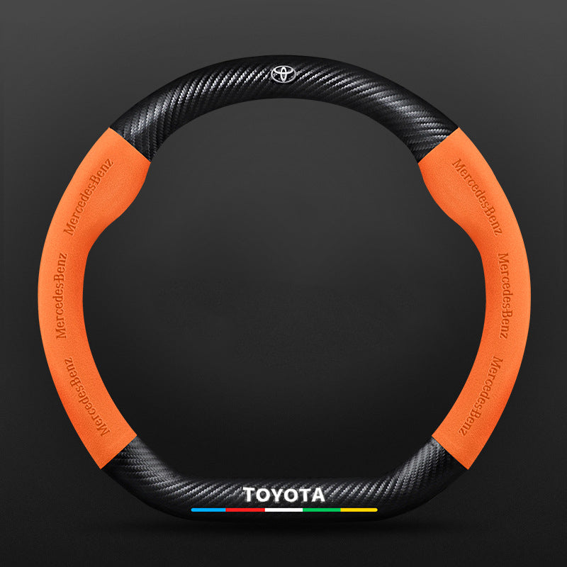 High Strength Carbon Fiber Suede Steering Wheel Cover - Anti-slip, Wear-resistant, Heat Stable, Stylish
