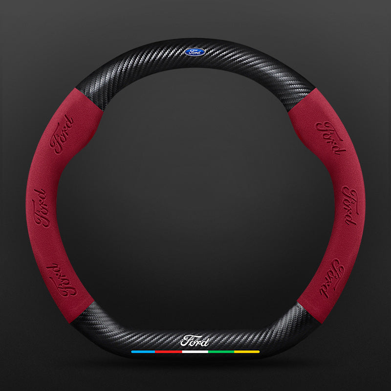 High Strength Carbon Fiber Suede Steering Wheel Cover - Anti-slip, Wear-resistant, Heat Stable, Stylish