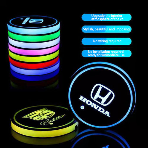 Car Cup Holder LED Coaster – 7-Color Auto Glow, USB Rechargeable, Anti-Slip, Ambient Mood Light