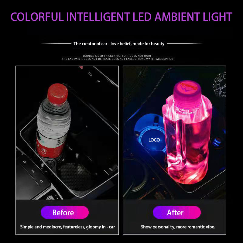 Car Cup Holder LED Coaster – 7-Color Auto Glow, USB Rechargeable, Anti-Slip, Ambient Mood Light