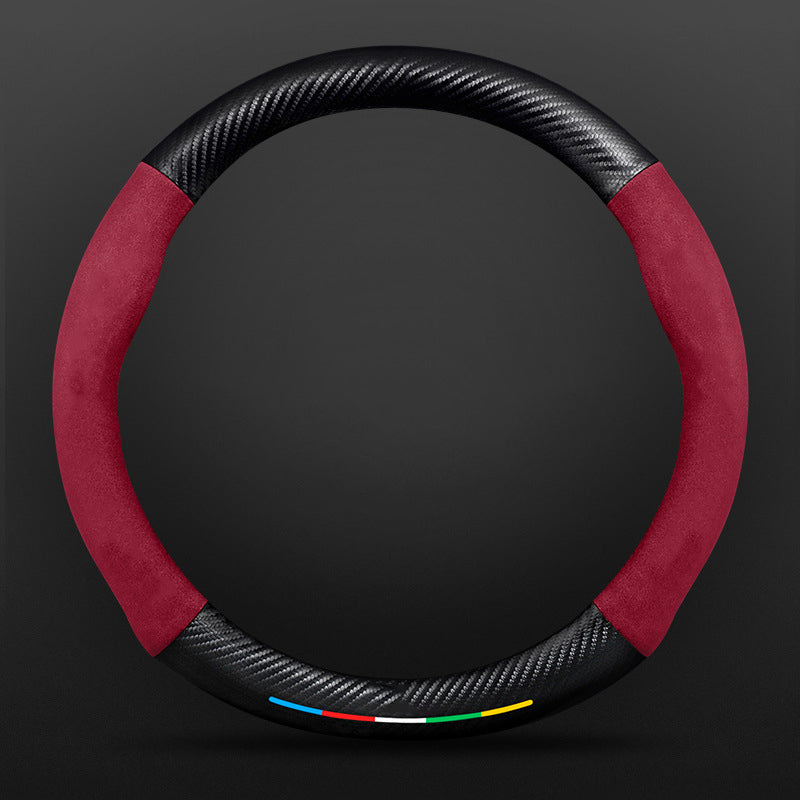 High Strength Carbon Fiber Suede Steering Wheel Cover - Anti-slip, Wear-resistant, Heat Stable, Stylish