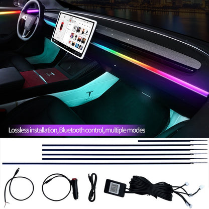 64 Color Car Ambient Lights Dynamic RGB Music Sync Lighting Holographic Mood Lamps