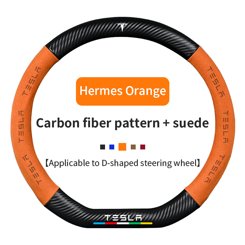 High Strength Carbon Fiber Suede Steering Wheel Cover - Anti-slip, Wear-resistant, Heat Stable, Stylish