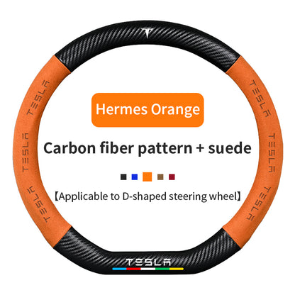 High Strength Carbon Fiber Suede Steering Wheel Cover - Anti-slip, Wear-resistant, Heat Stable, Stylish