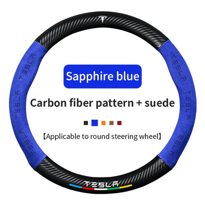 High Strength Carbon Fiber Suede Steering Wheel Cover - Anti-slip, Wear-resistant, Heat Stable, Stylish