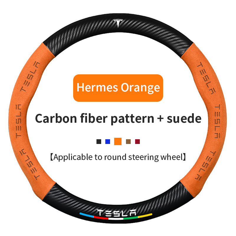 High Strength Carbon Fiber Suede Steering Wheel Cover - Anti-slip, Wear-resistant, Heat Stable, Stylish