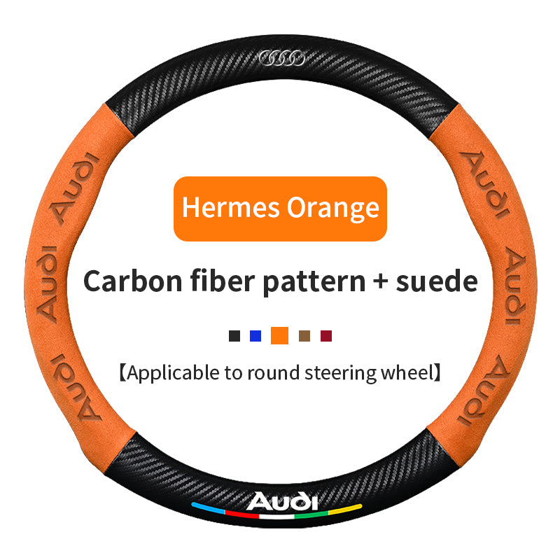 High Strength Carbon Fiber Suede Steering Wheel Cover - Anti-slip, Wear-resistant, Heat Stable, Stylish