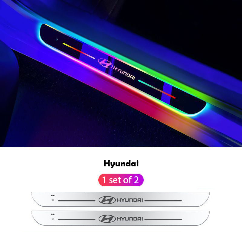Wireless LED Color-Changing Ambient Door Sill Lights - Auto Welcome Projection Scuff Plate with Smart Motion Sensor