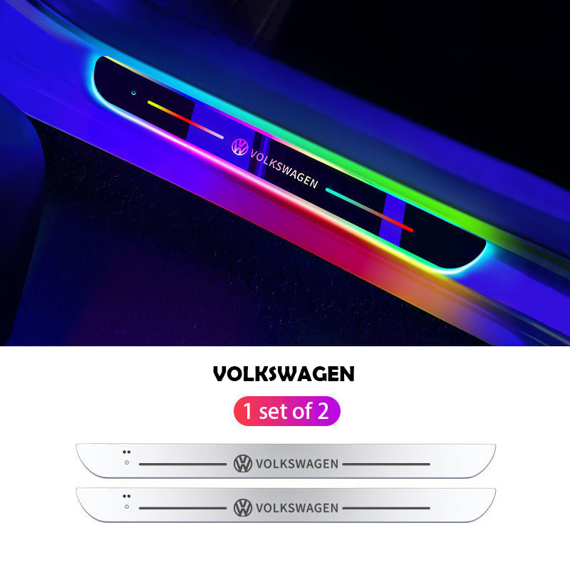 Wireless LED Color-Changing Ambient Door Sill Lights - Auto Welcome Projection Scuff Plate with Smart Motion Sensor