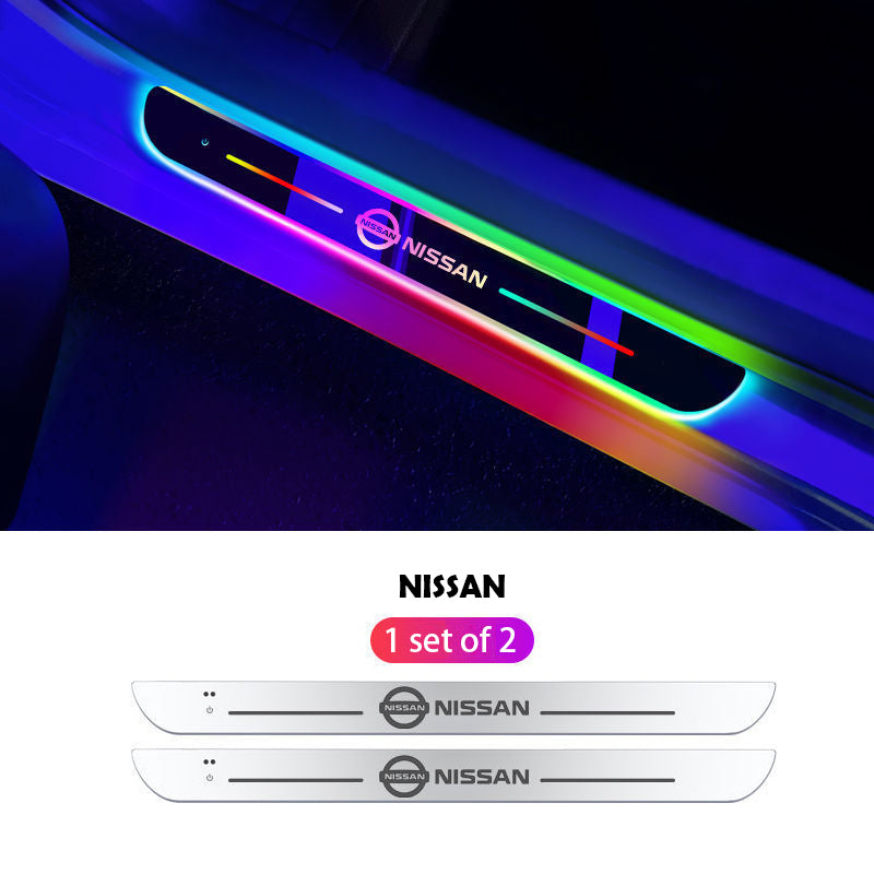 Wireless LED Color-Changing Ambient Door Sill Lights - Auto Welcome Projection Scuff Plate with Smart Motion Sensor