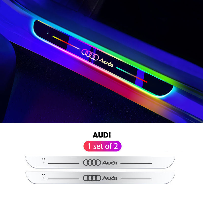 Wireless LED Color-Changing Ambient Door Sill Lights - Auto Welcome Projection Scuff Plate with Smart Motion Sensor