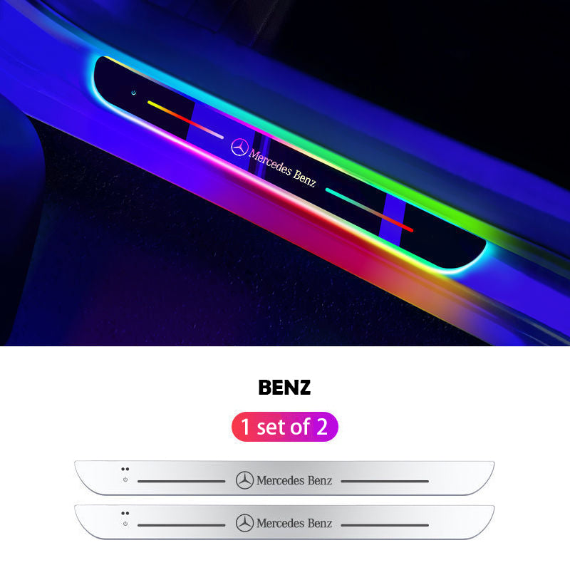 Wireless LED Color-Changing Ambient Door Sill Lights - Auto Welcome Projection Scuff Plate with Smart Motion Sensor