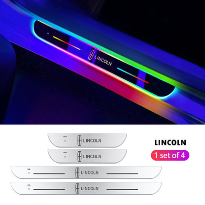 Wireless LED Color-Changing Ambient Door Sill Lights - Auto Welcome Projection Scuff Plate with Smart Motion Sensor