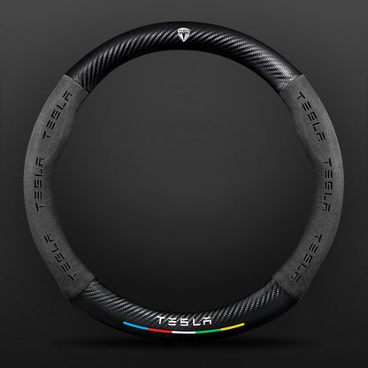 High Strength Carbon Fiber Suede Steering Wheel Cover - Anti-slip, Wear-resistant, Heat Stable, Stylish