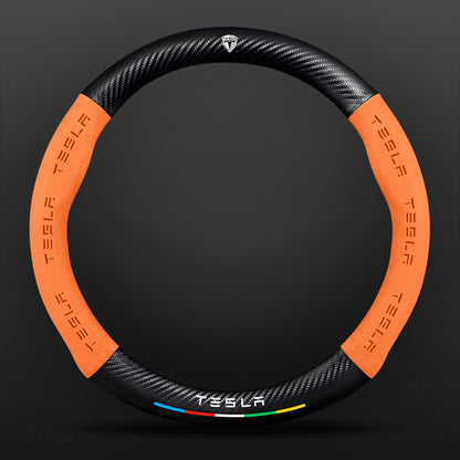 High Strength Carbon Fiber Suede Steering Wheel Cover - Anti-slip, Wear-resistant, Heat Stable, Stylish