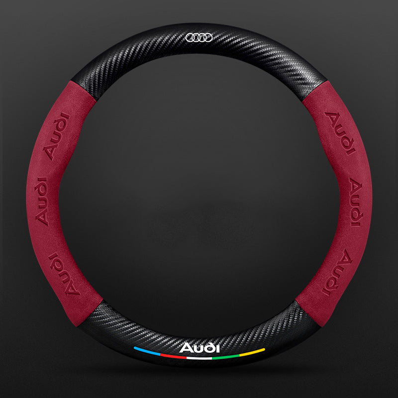 High Strength Carbon Fiber Suede Steering Wheel Cover - Anti-slip, Wear-resistant, Heat Stable, Stylish