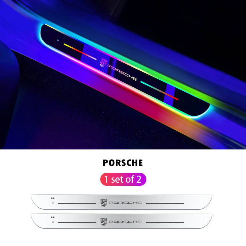 Wireless LED Color-Changing Ambient Door Sill Lights - Auto Welcome Projection Scuff Plate with Smart Motion Sensor
