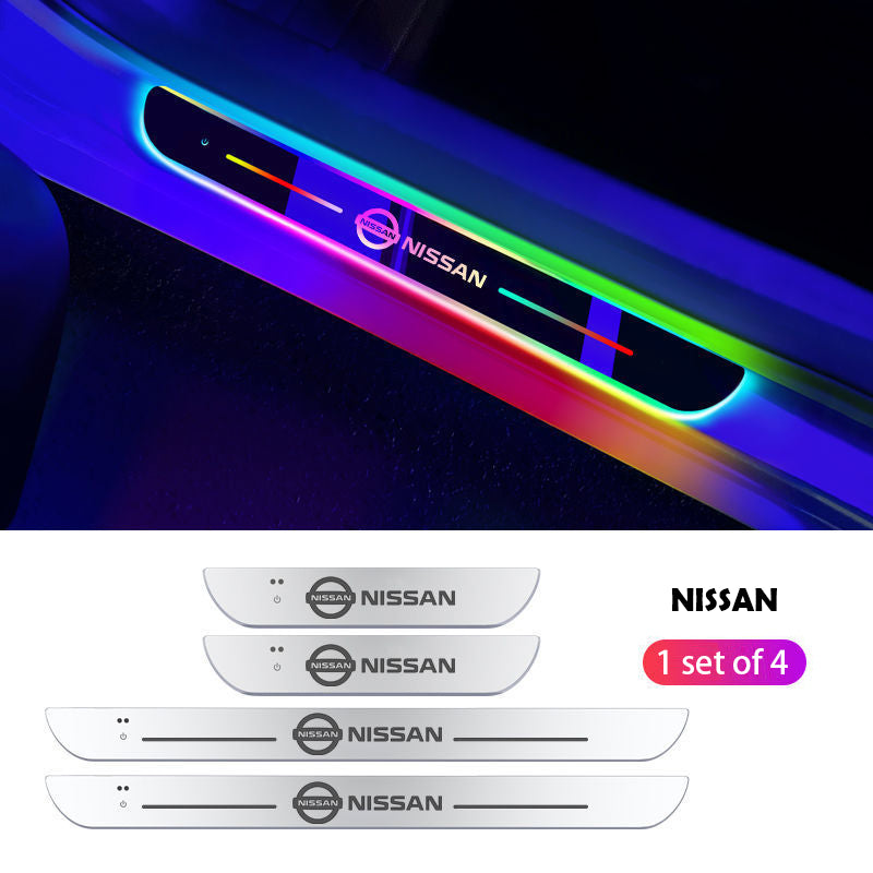 Wireless LED Color-Changing Ambient Door Sill Lights - Auto Welcome Projection Scuff Plate with Smart Motion Sensor