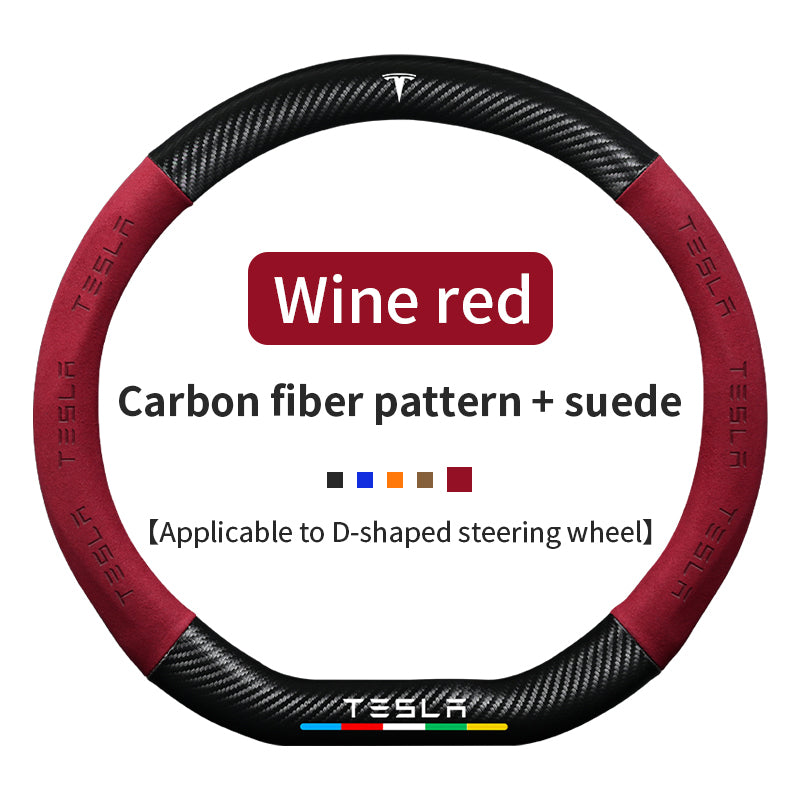 High Strength Carbon Fiber Suede Steering Wheel Cover - Anti-slip, Wear-resistant, Heat Stable, Stylish
