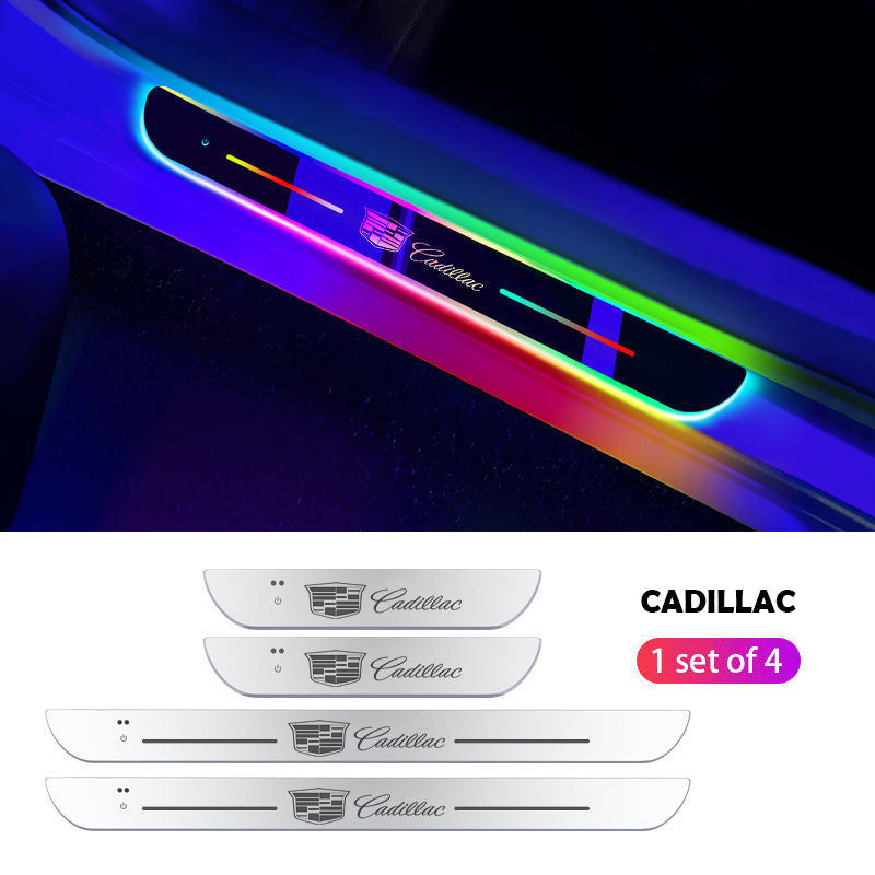 Wireless LED Color-Changing Ambient Door Sill Lights - Auto Welcome Projection Scuff Plate with Smart Motion Sensor