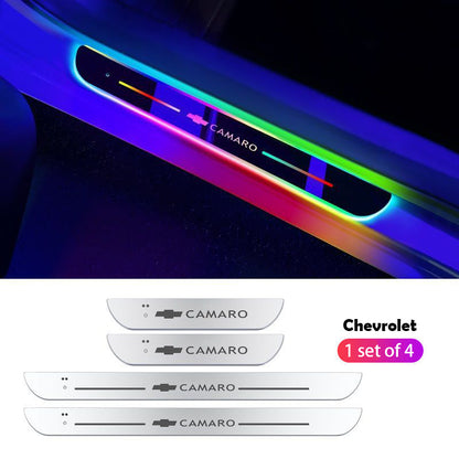 Wireless LED Color-Changing Ambient Door Sill Lights - Auto Welcome Projection Scuff Plate with Smart Motion Sensor