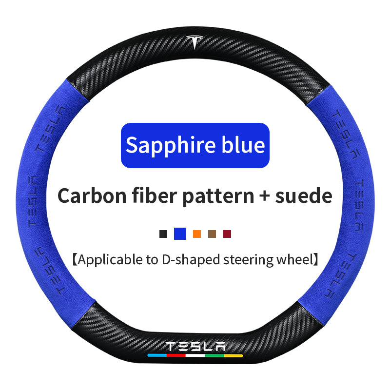 High Strength Carbon Fiber Suede Steering Wheel Cover - Anti-slip, Wear-resistant, Heat Stable, Stylish