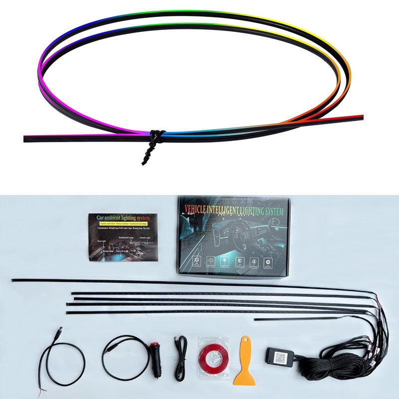64 Color Car Ambient Lights Dynamic RGB Music Sync Lighting Holographic Mood Lamps