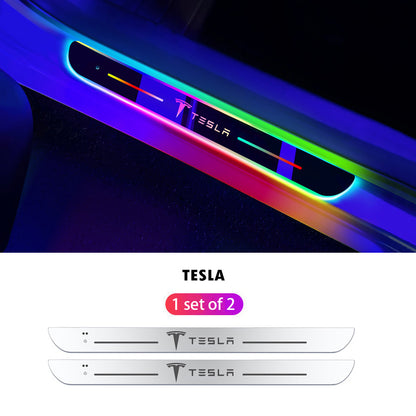 Wireless LED Color-Changing Ambient Door Sill Lights - Auto Welcome Projection Scuff Plate with Smart Motion Sensor