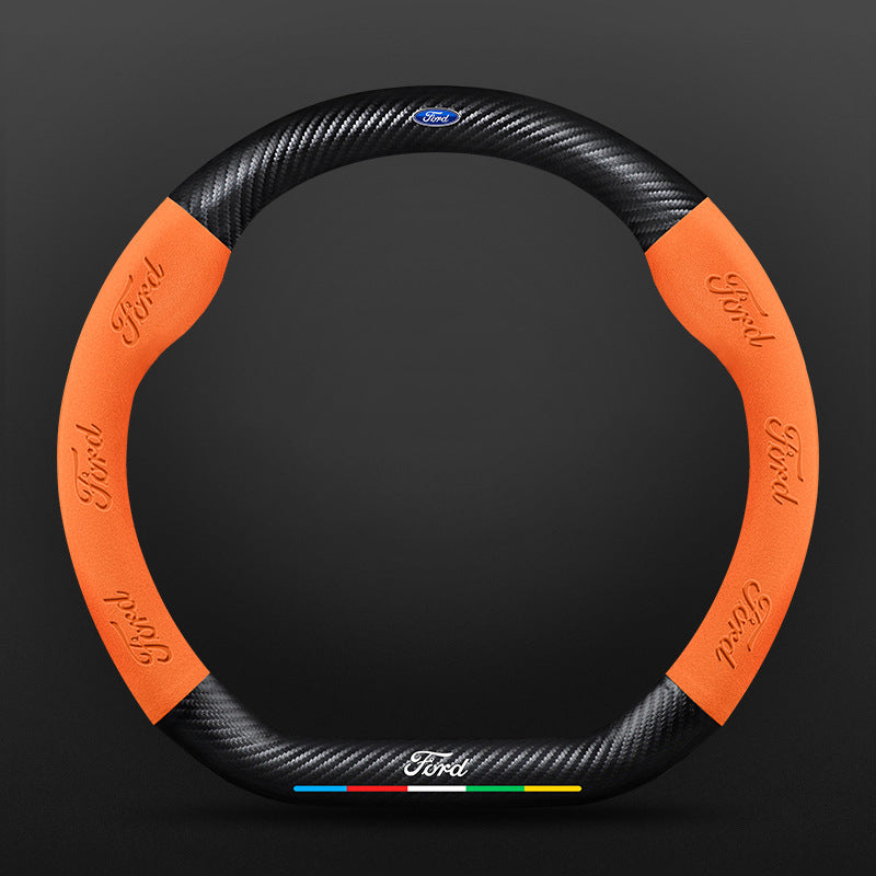 High Strength Carbon Fiber Suede Steering Wheel Cover - Anti-slip, Wear-resistant, Heat Stable, Stylish