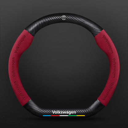 High Strength Carbon Fiber Suede Steering Wheel Cover - Anti-slip, Wear-resistant, Heat Stable, Stylish