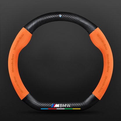 High Strength Carbon Fiber Suede Steering Wheel Cover - Anti-slip, Wear-resistant, Heat Stable, Stylish