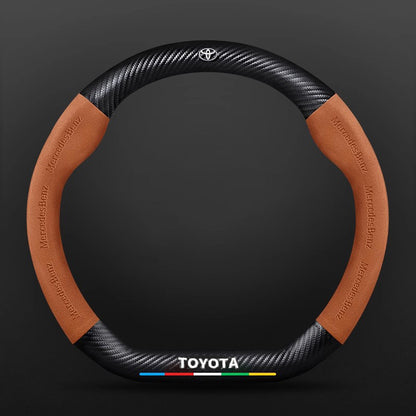 High Strength Carbon Fiber Suede Steering Wheel Cover - Anti-slip, Wear-resistant, Heat Stable, Stylish