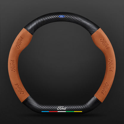 High Strength Carbon Fiber Suede Steering Wheel Cover - Anti-slip, Wear-resistant, Heat Stable, Stylish
