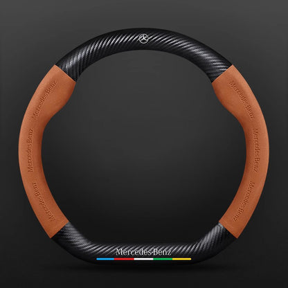 High Strength Carbon Fiber Suede Steering Wheel Cover - Anti-slip, Wear-resistant, Heat Stable, Stylish