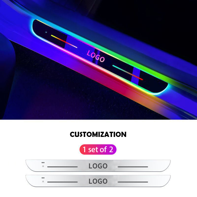 Wireless LED Color-Changing Ambient Door Sill Lights - Auto Welcome Projection Scuff Plate with Smart Motion Sensor