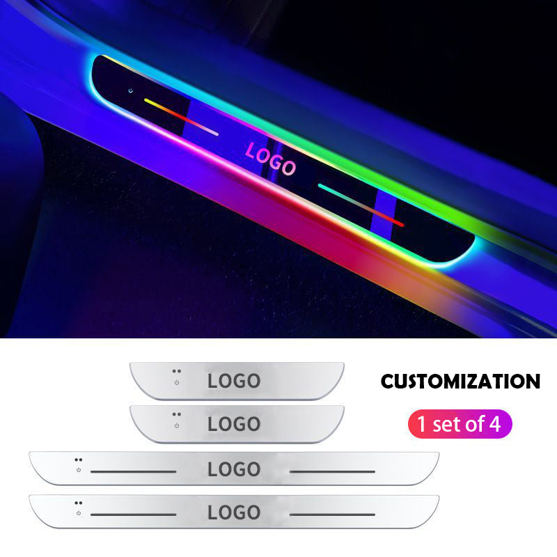 Wireless LED Color-Changing Ambient Door Sill Lights - Auto Welcome Projection Scuff Plate with Smart Motion Sensor