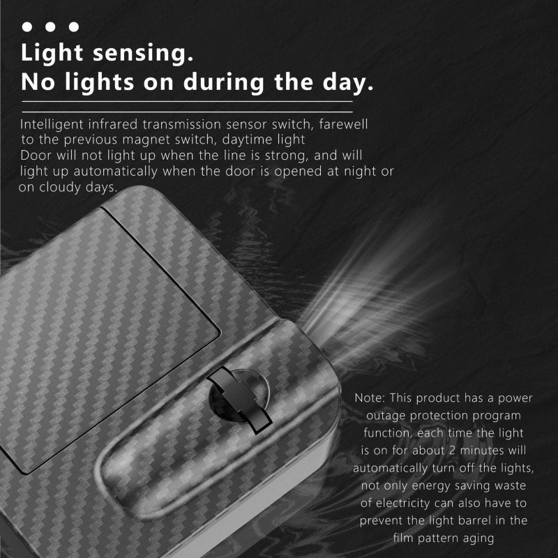Auto Wireless Welcome Lights - Carbon Fiber Style, Logo Projector + Infrared Sensing, No Wiring Needed