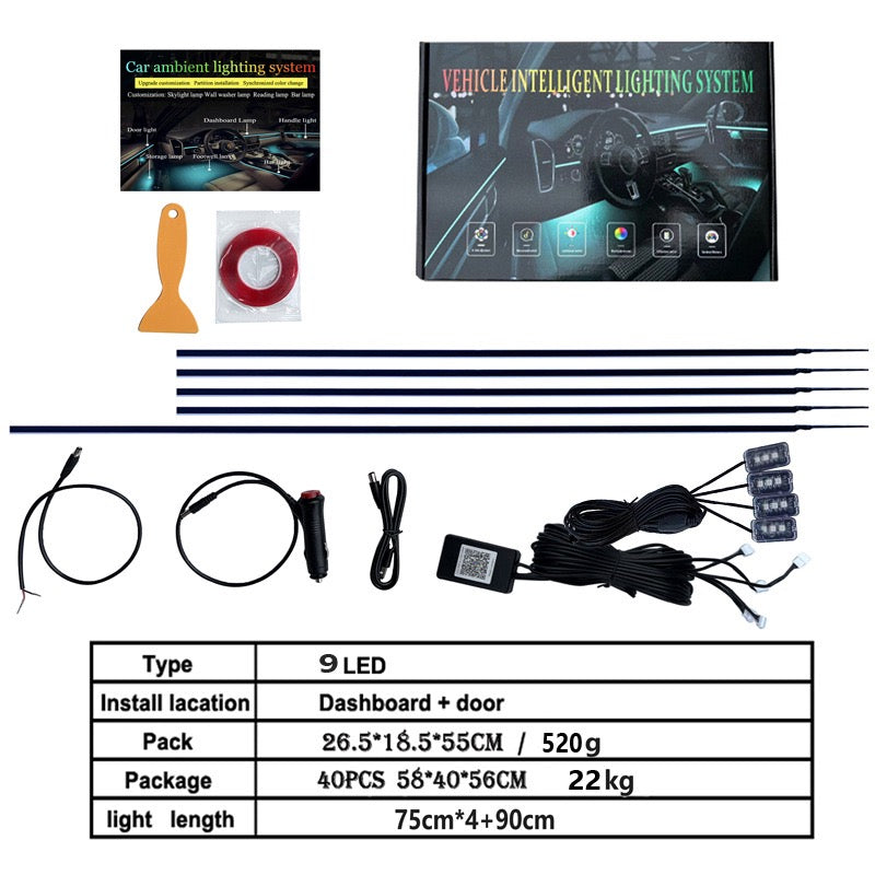 64 Color Car Ambient Lights Dynamic RGB Music Sync Lighting Holographic Mood Lamps