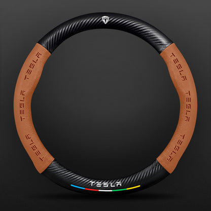 High Strength Carbon Fiber Suede Steering Wheel Cover - Anti-slip, Wear-resistant, Heat Stable, Stylish