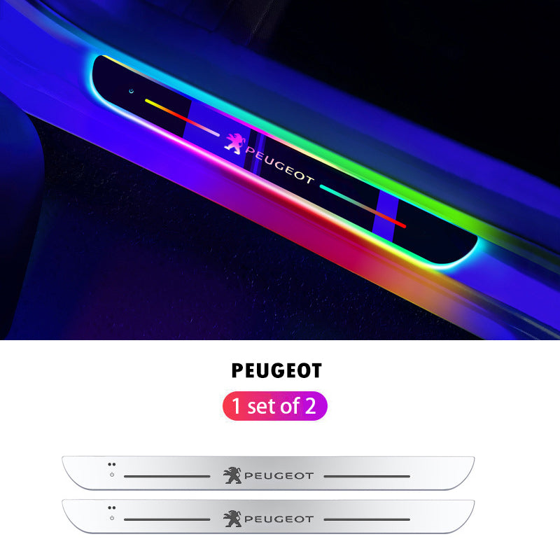 Wireless LED Color-Changing Ambient Door Sill Lights - Auto Welcome Projection Scuff Plate with Smart Motion Sensor