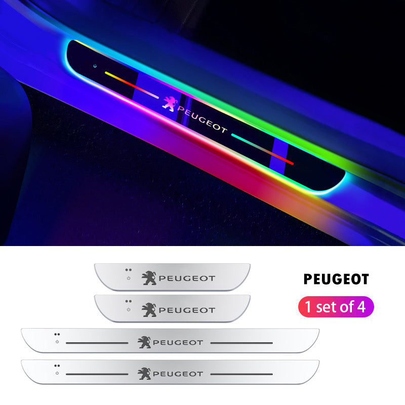 Wireless LED Color-Changing Ambient Door Sill Lights - Auto Welcome Projection Scuff Plate with Smart Motion Sensor