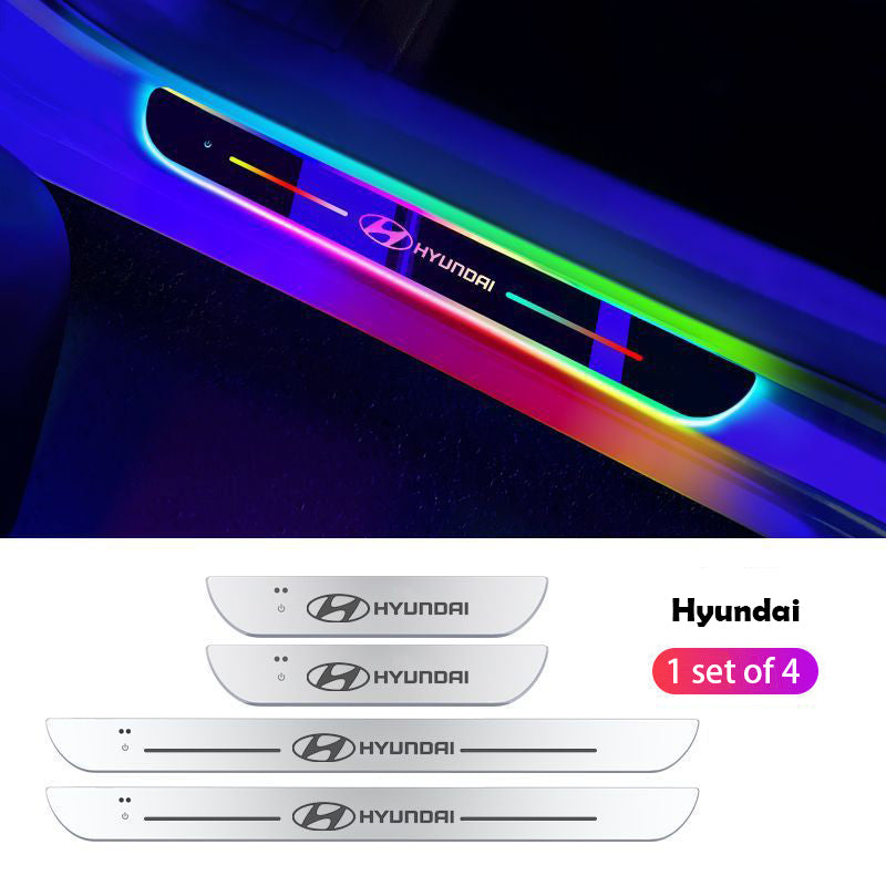 Wireless LED Color-Changing Ambient Door Sill Lights - Auto Welcome Projection Scuff Plate with Smart Motion Sensor